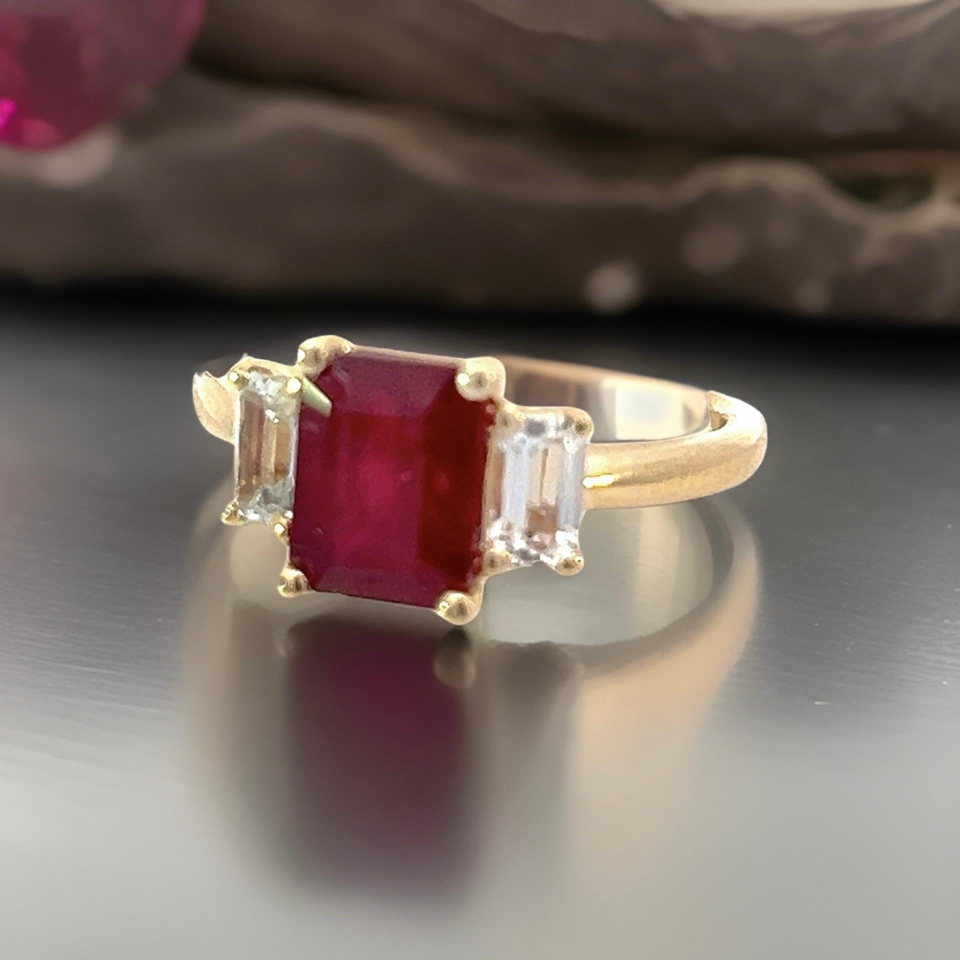 Natural Ruby Sapphire Ring 6.5 14k Y Gold 2.51 TCW Certified For Sale 6