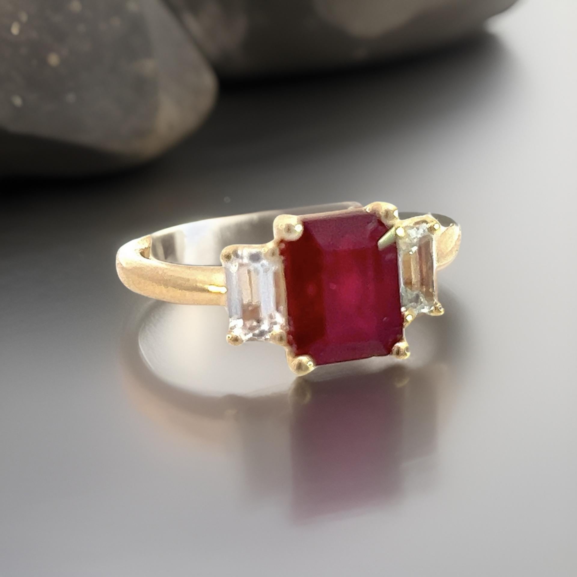 Natural Ruby Sapphire Ring 6.5 14k Y Gold 2.51 TCW Certified For Sale 8