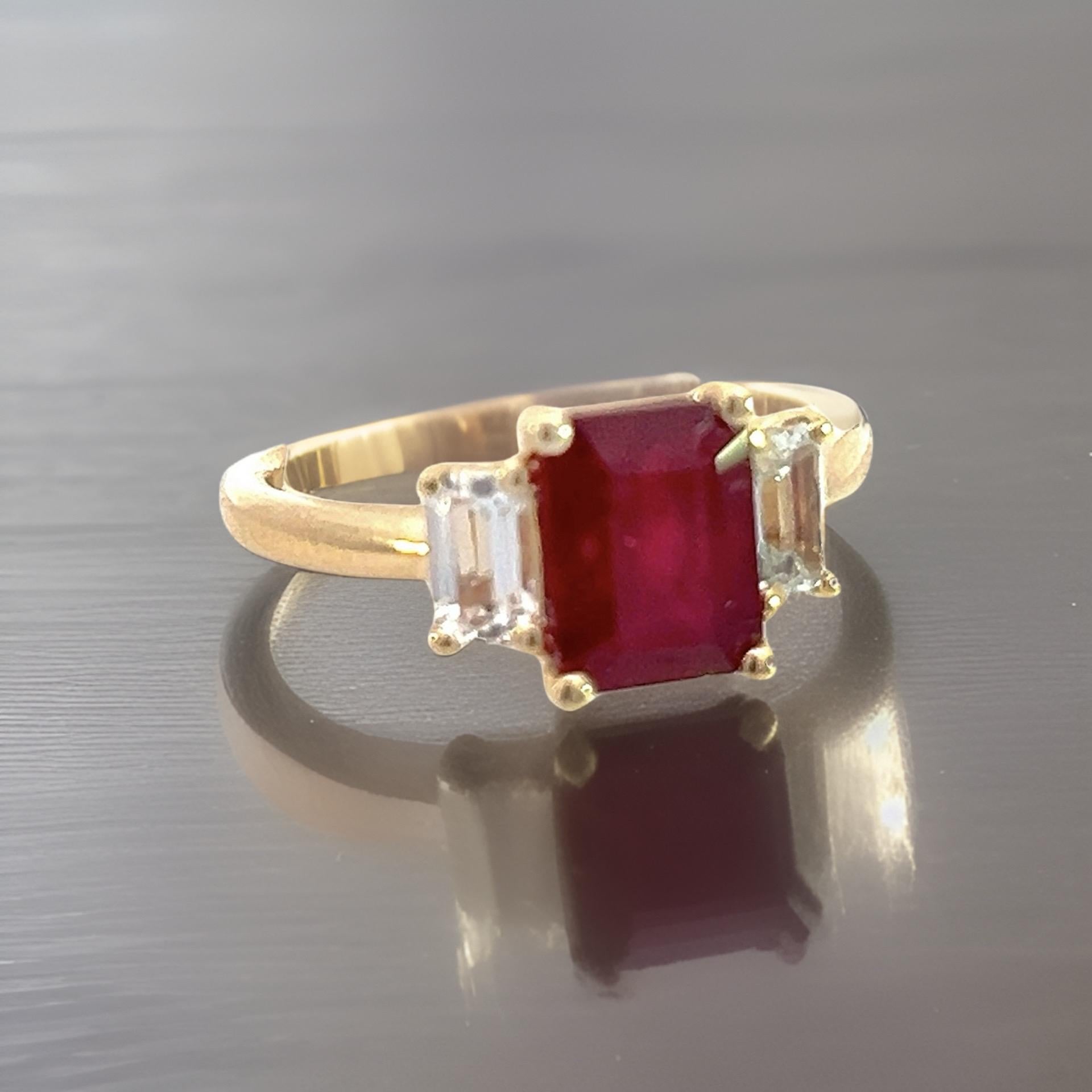 Natural Ruby Sapphire Ring 6.5 14k Y Gold 2.51 TCW Certified For Sale 10