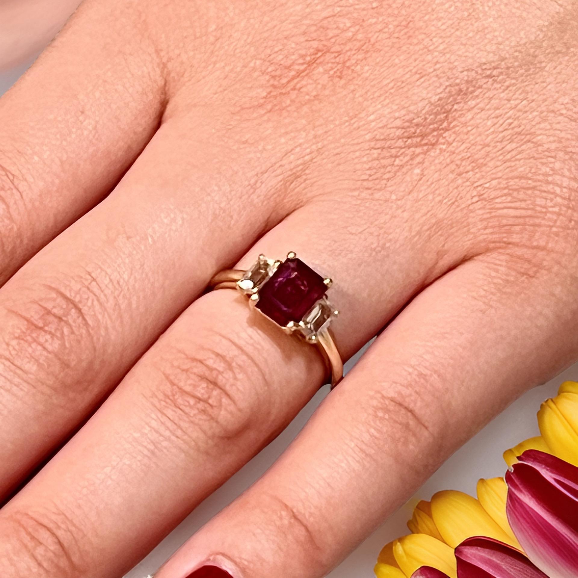 Natural Ruby Sapphire Ring 6.5 14k Y Gold 2.51 TCW Certified For Sale 11