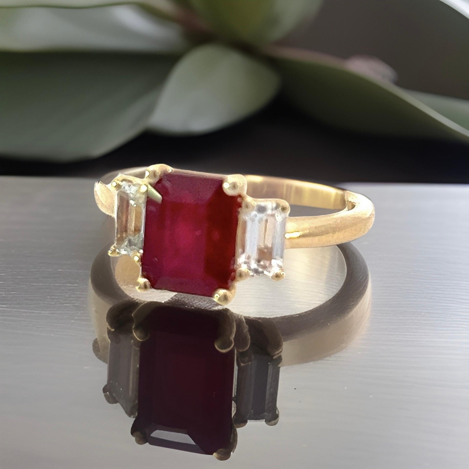 Natural Ruby Sapphire Ring 6.5 14k Y Gold 2.51 TCW Certified In New Condition For Sale In Brooklyn, NY