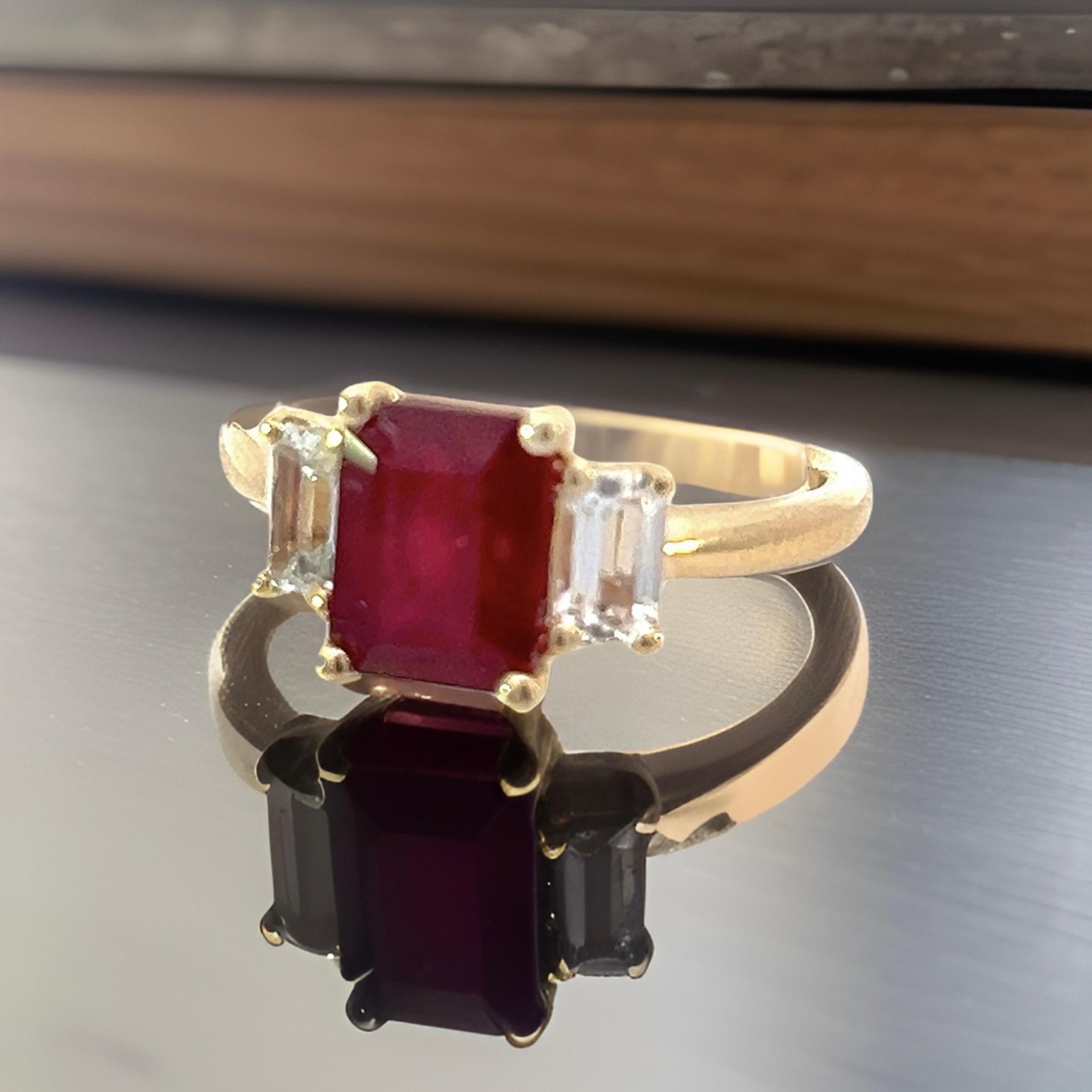 Natural Ruby Sapphire Ring 6.5 14k Y Gold 2.51 TCW Certified For Sale 3