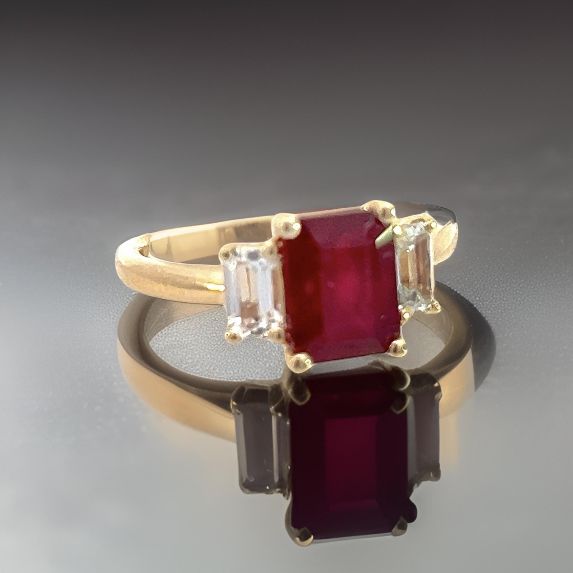 Natural Ruby Sapphire Ring 6.5 14k Y Gold 2.51 TCW Certified For Sale 4