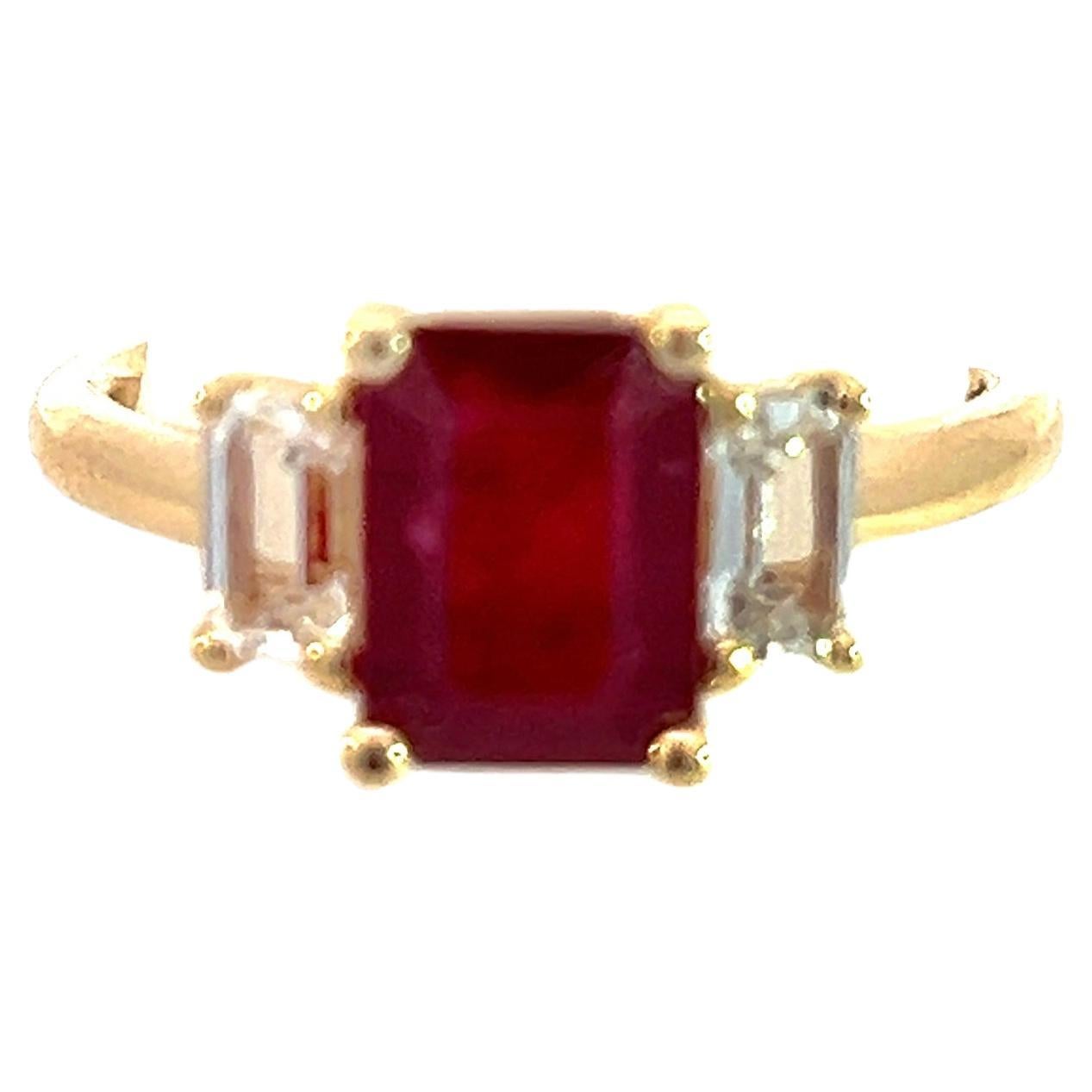 Natural Ruby Sapphire Ring 6.5 14k Y Gold 2.51 TCW Certified