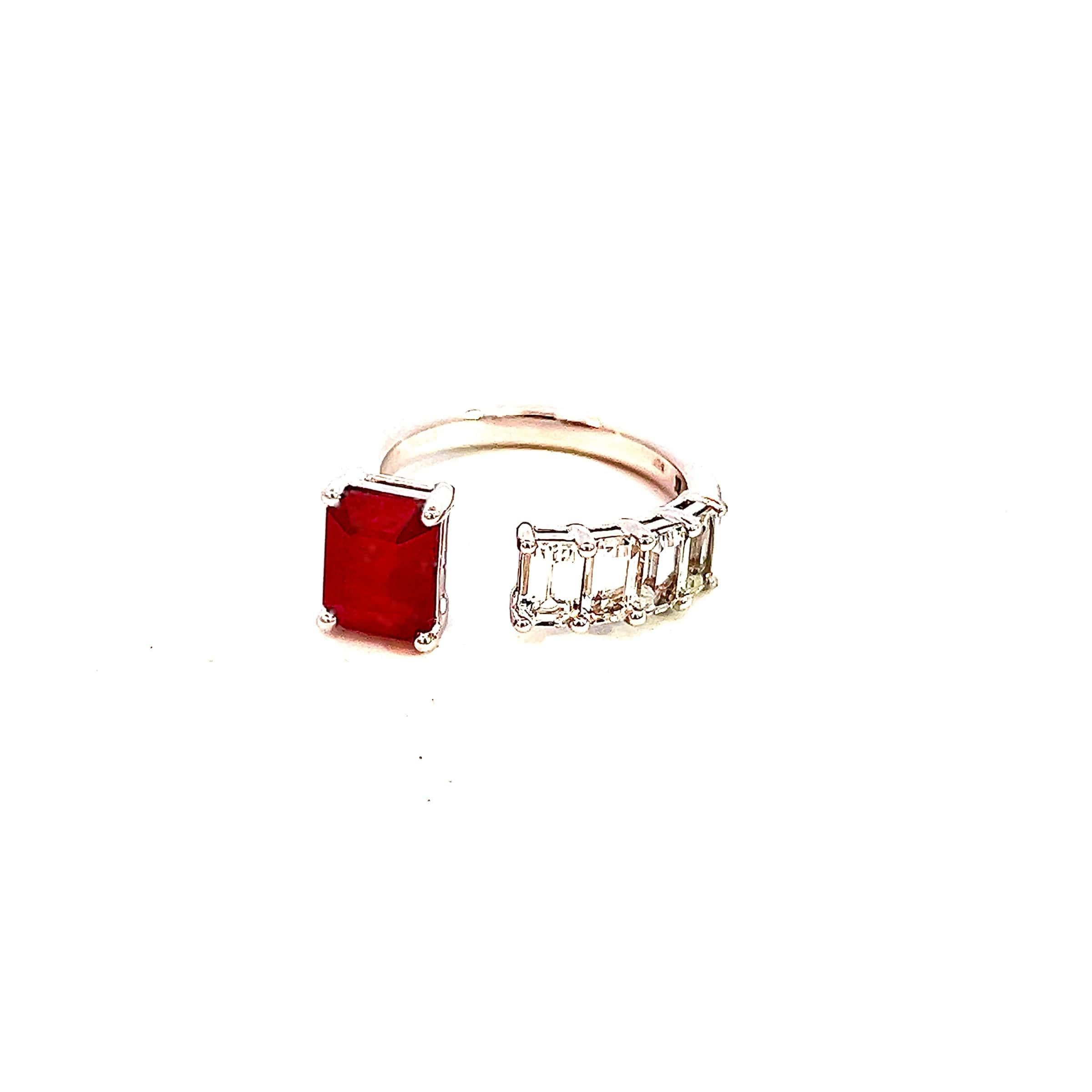 Natural Ruby Sapphire Ring Size 6.5 14k Y Gold 3.11 TCW Certified For Sale 5