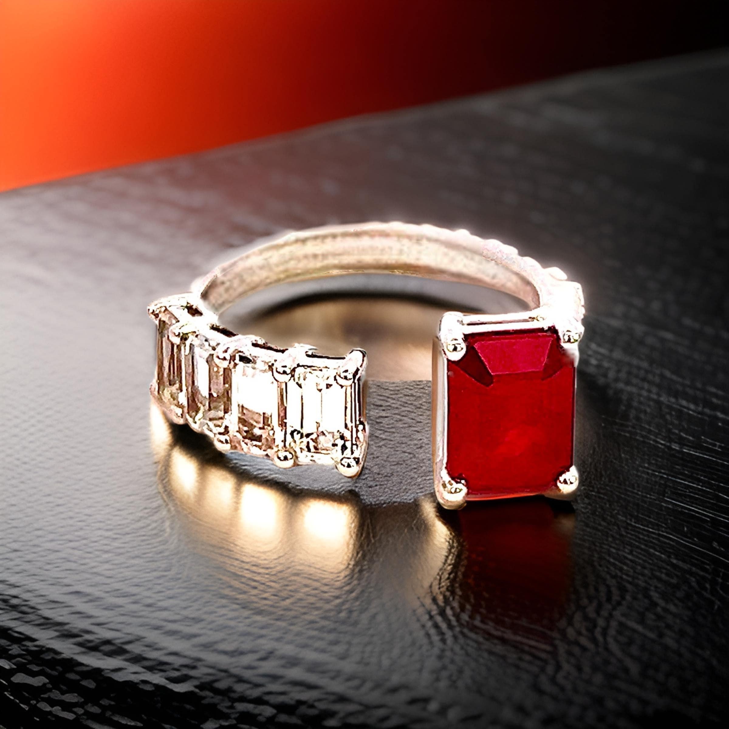 Natural Ruby Sapphire Ring Size 6.5 14k Y Gold 3.11 TCW Certified For Sale 1