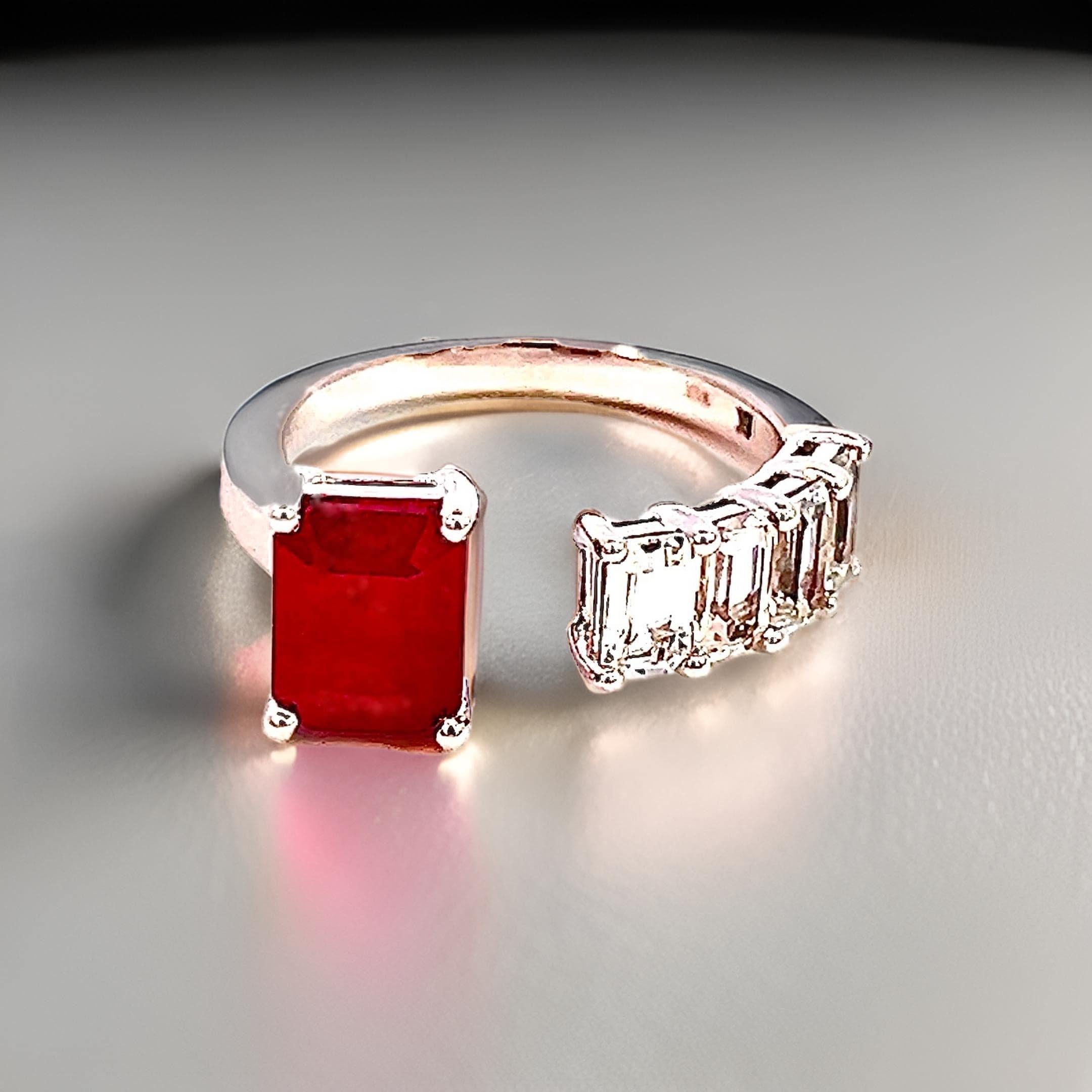 Natural Ruby Sapphire Ring Size 6.5 14k Y Gold 3.11 TCW Certified For Sale 4