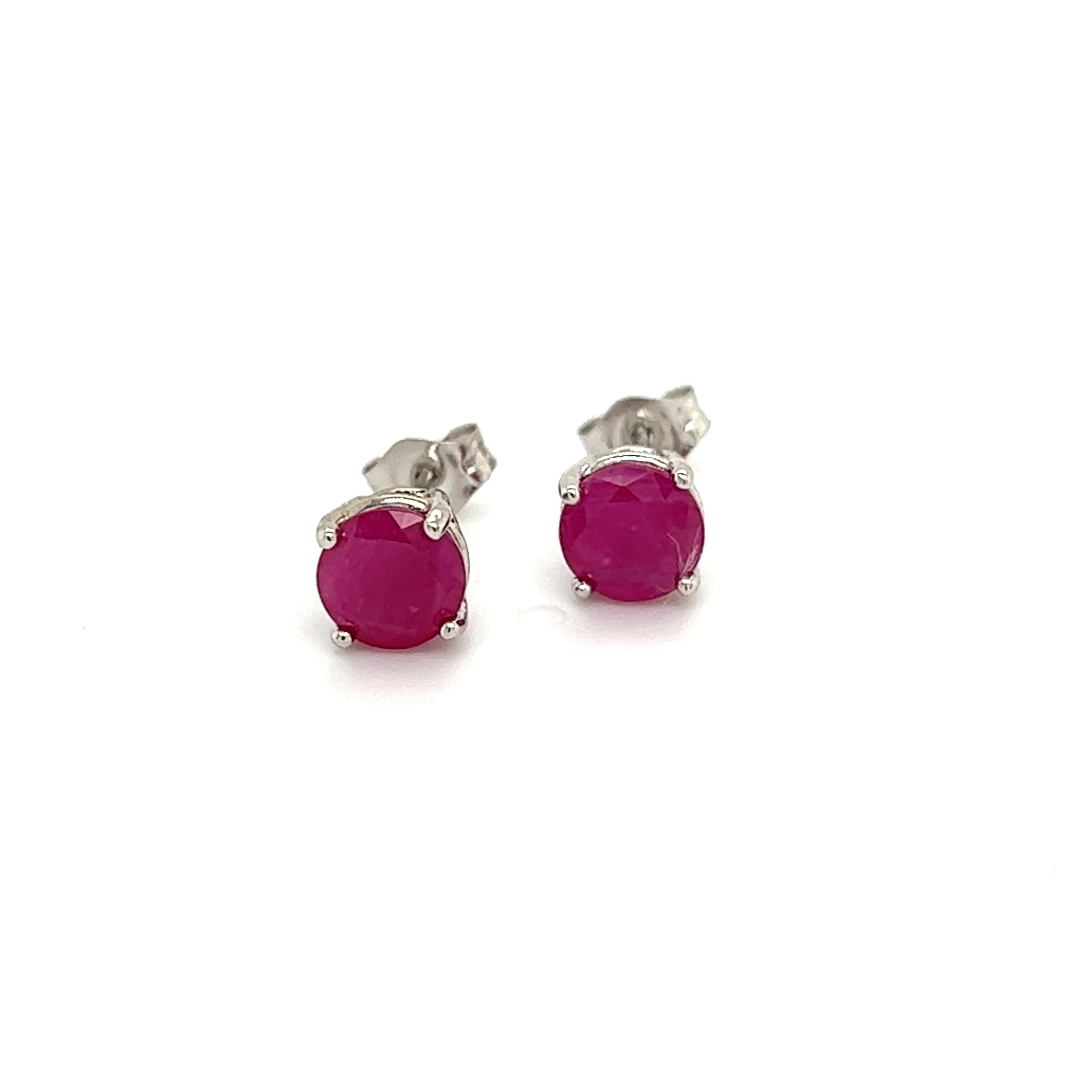Natural Ruby Stud Earrings 14k Gold 1.91 TCW 1.28 Grams Certified For Sale 5