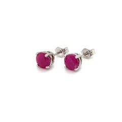 Natural Ruby Stud Earrings 14k Gold 1.91 TCW 1.28 Grams Certified