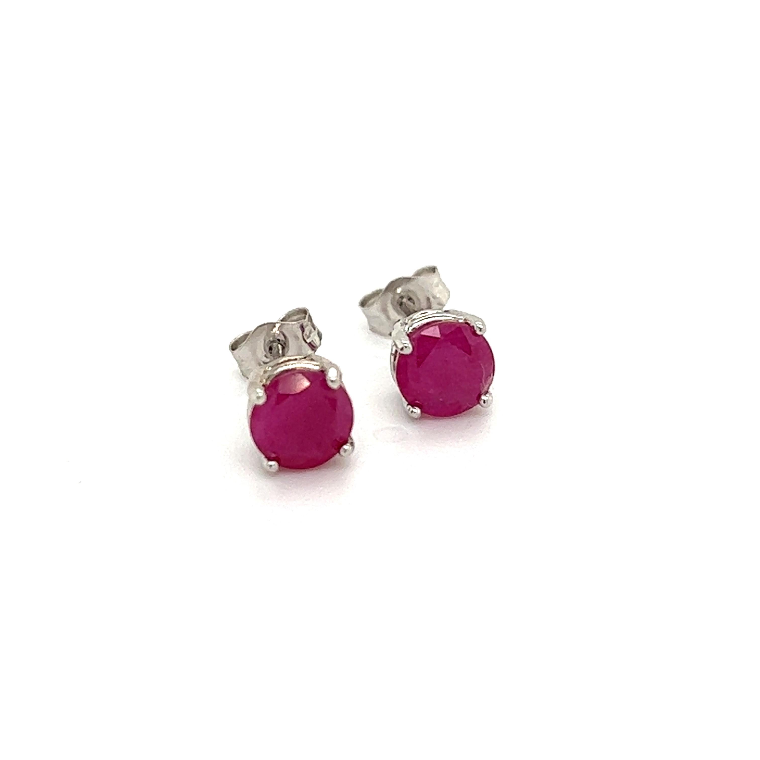 Natural Ruby Stud Earrings 14k Gold 1.91 TCW 1.28 Grams Certified For Sale 1