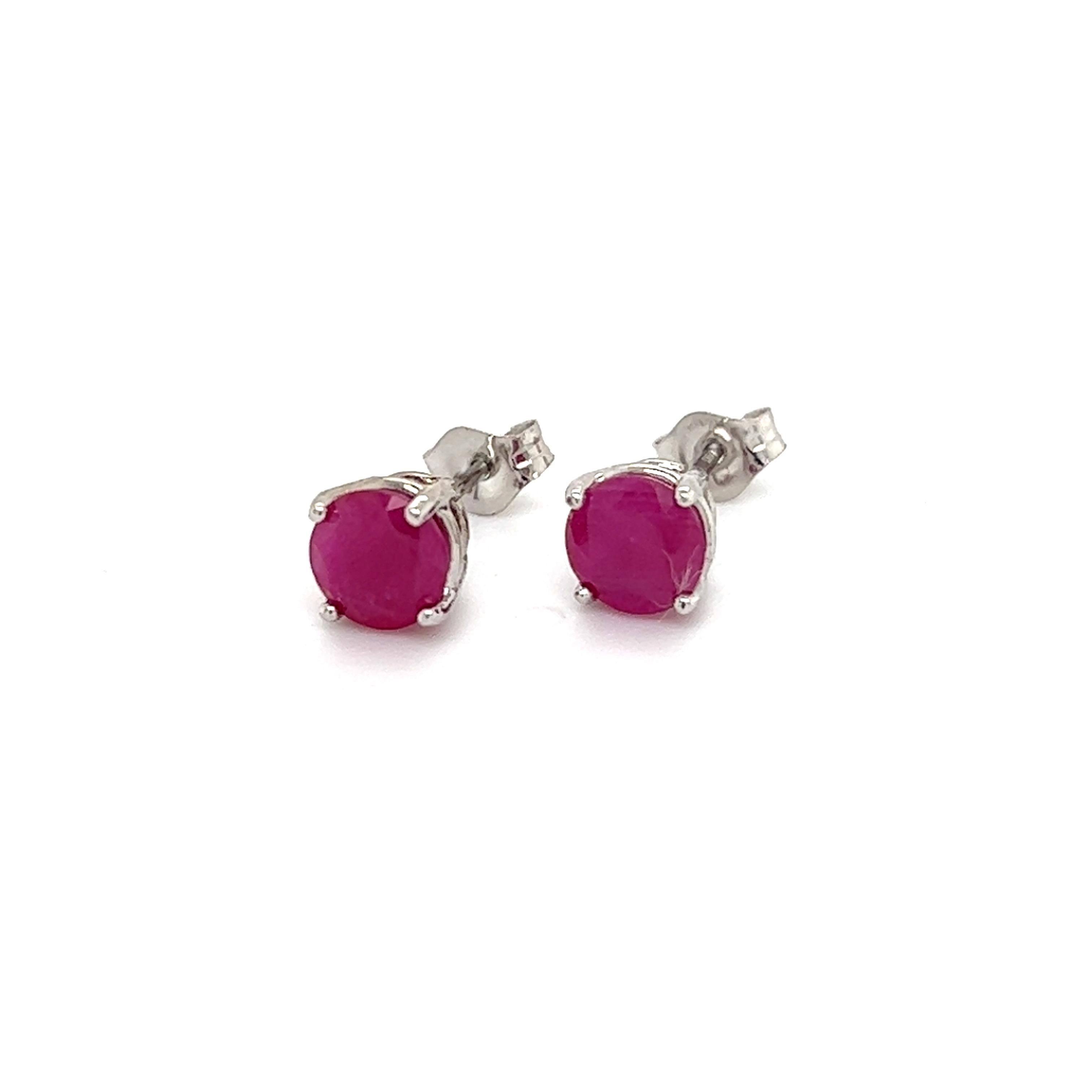 Natural Ruby Stud Earrings 14k Gold 1.91 TCW 1.28 Grams Certified For Sale 3