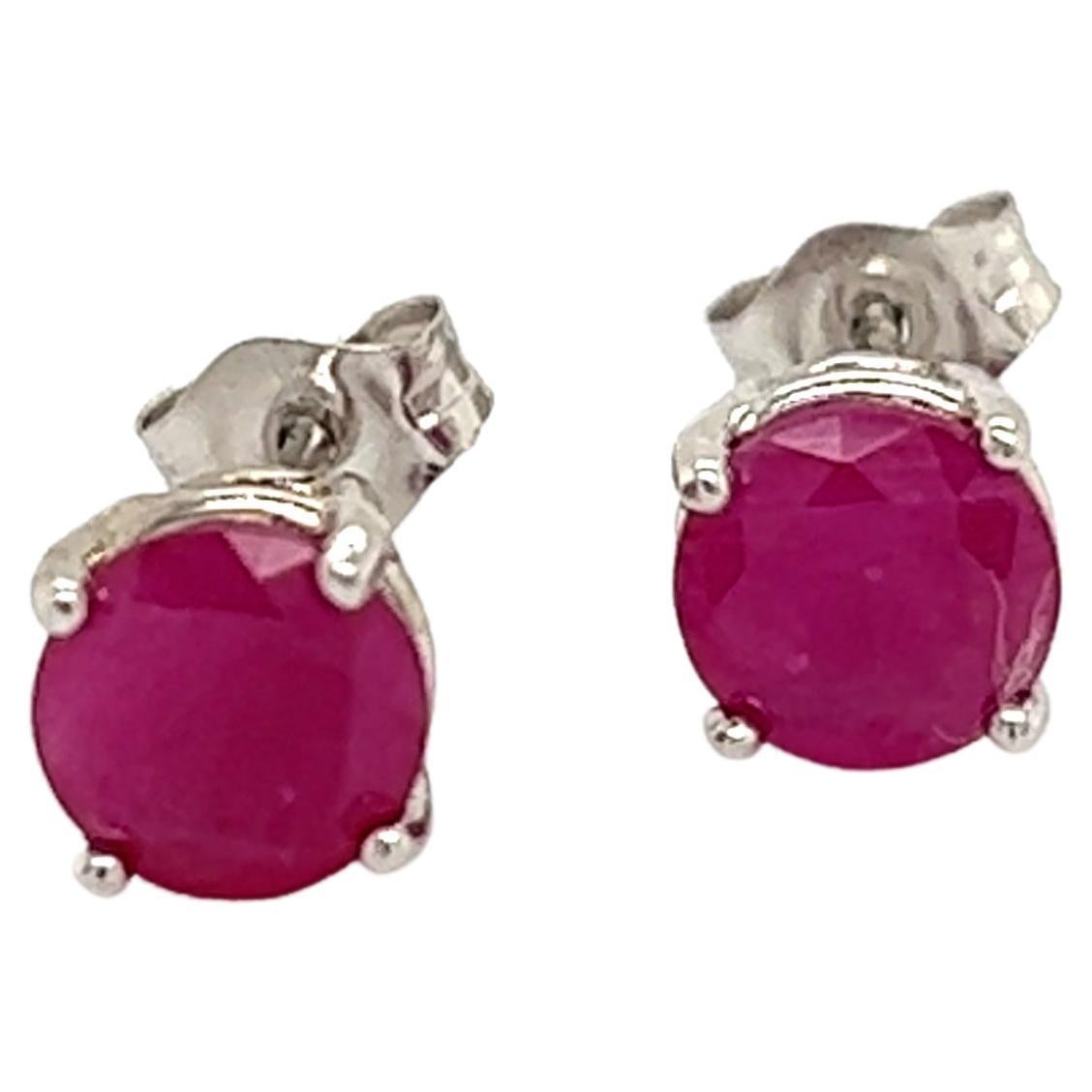 Natural Ruby Stud Earrings 14k Gold 1.91 TCW 1.28 Grams Certified For Sale