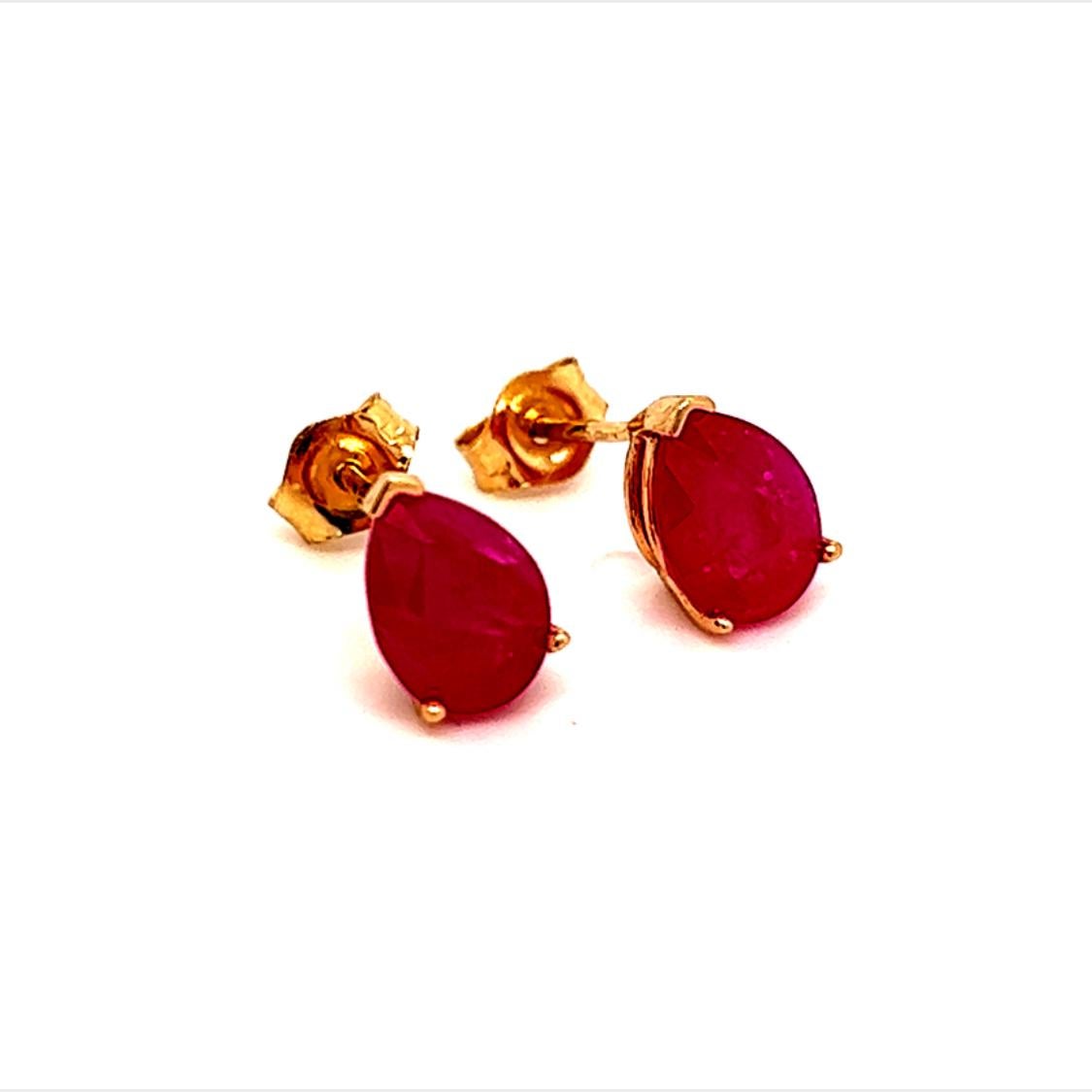 Clous d'oreilles en or 14 carats avec rubis naturel certifié 2,40 carats TCW en vente 5