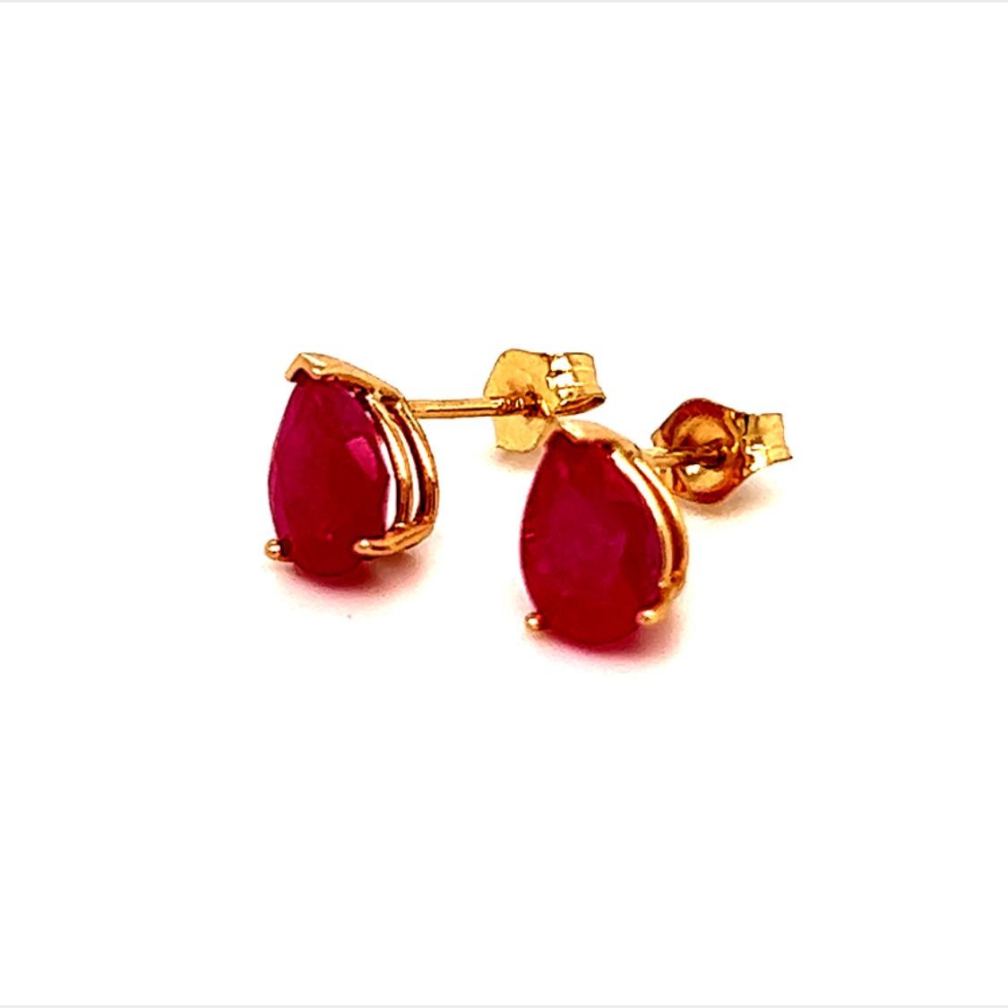 Natural Ruby Stud Earrings 14k Gold 2.40 TCW Certified For Sale 1