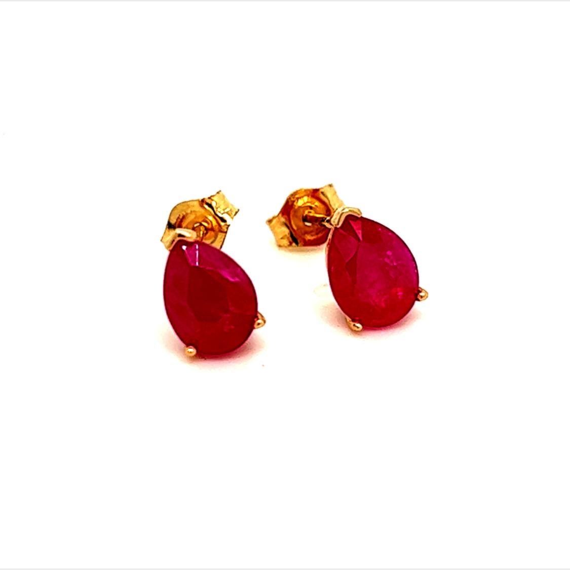 Natural Ruby Stud Earrings 14k Gold 2.40 TCW Certified For Sale 2