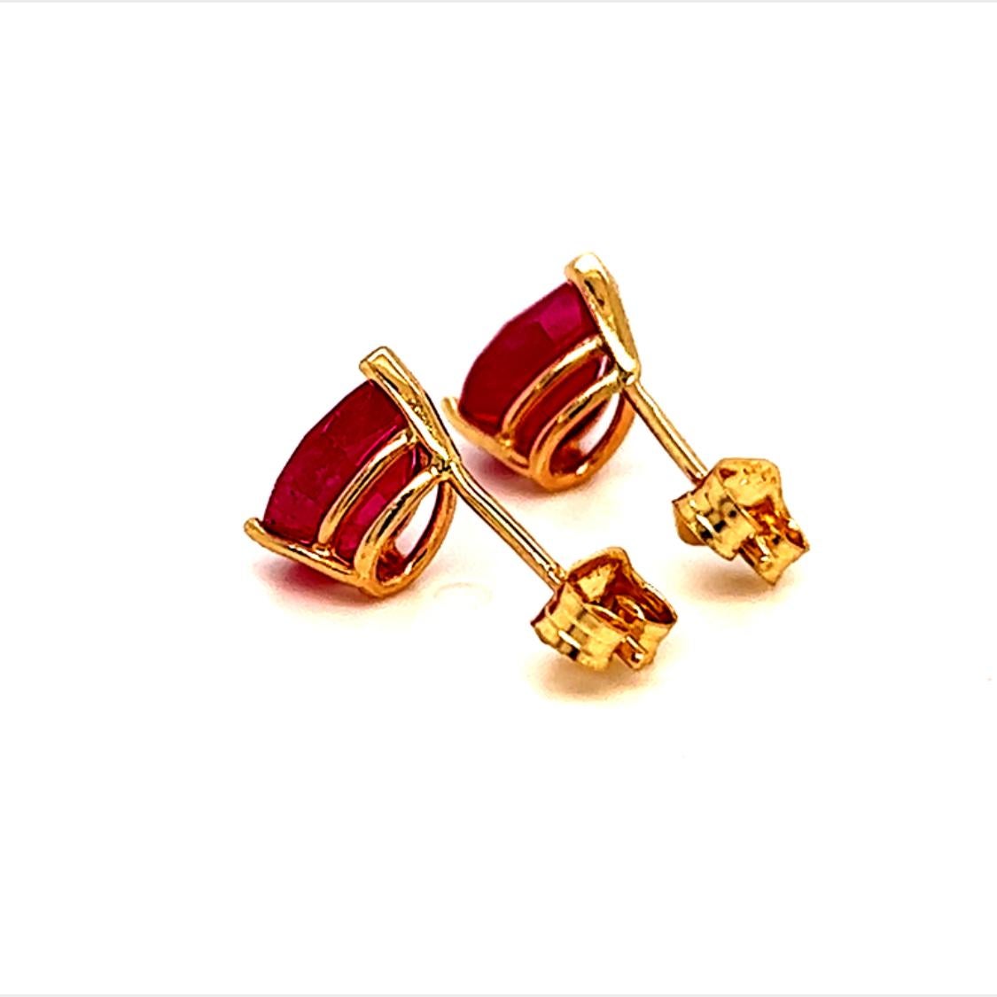Natural Ruby Stud Earrings 14k Gold 2.40 TCW Certified For Sale 4