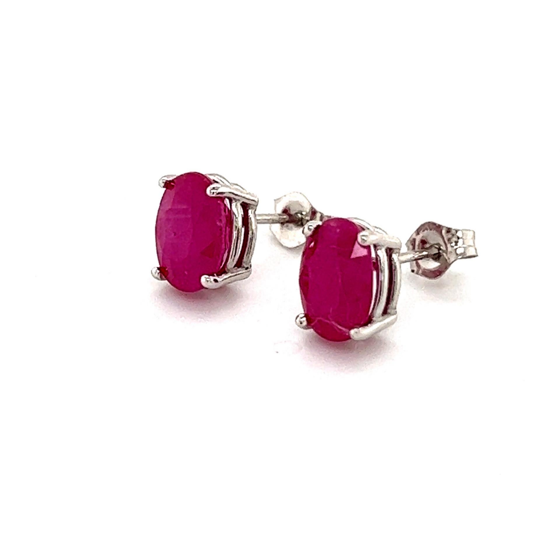 Natural Ruby Stud Earrings 14k Gold 3.83 TCW Certified For Sale 2