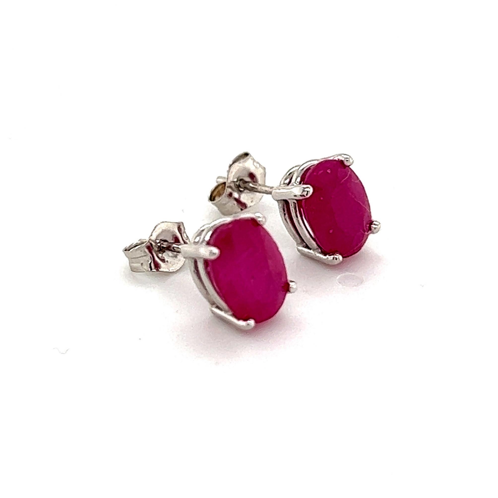 Natural Ruby Stud Earrings 14k Gold 3.83 TCW Certified In New Condition For Sale In Brooklyn, NY