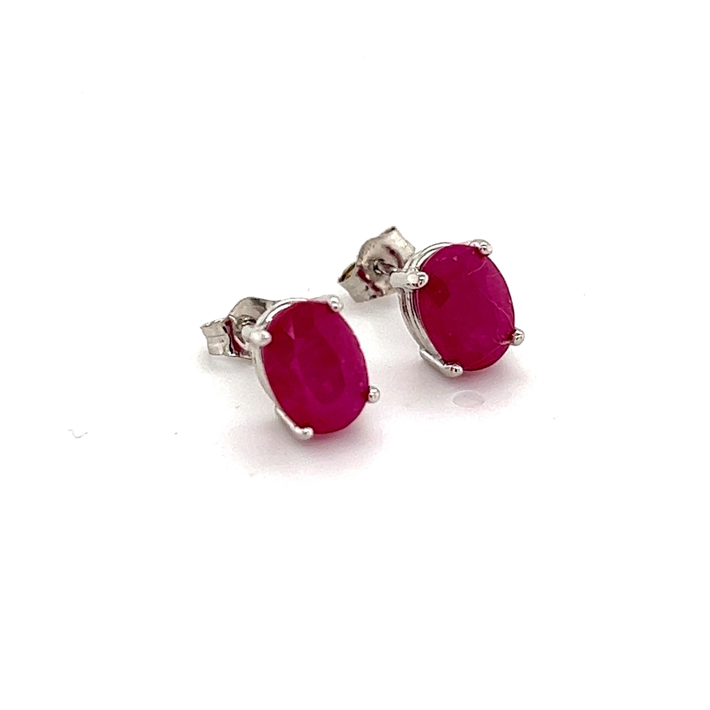 Natural Ruby Stud Earrings 14k Gold 3.83 TCW Certified For Sale 1