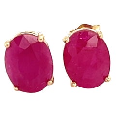 Natural Ruby Stud Earrings 14k Gold 6.75 TCW Certified