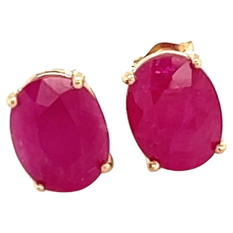 Natural Ruby Stud Earrings 14k Gold 6.75 TCW Certified For Sale at 1stDibs
