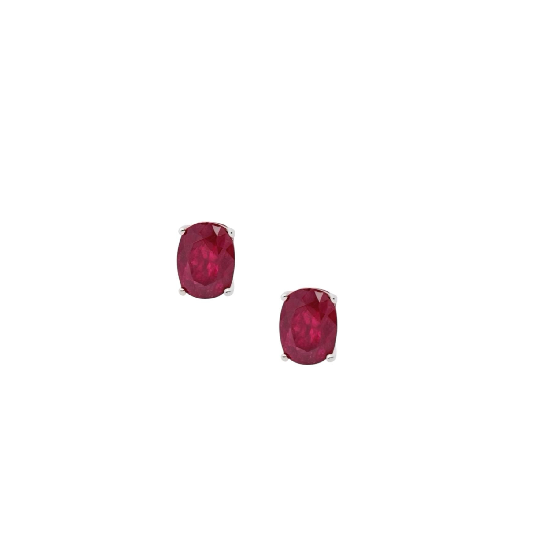 Natural Ruby Stud Earrings 14k White Gold 2.50 TCW Certified In New Condition For Sale In Brooklyn, NY