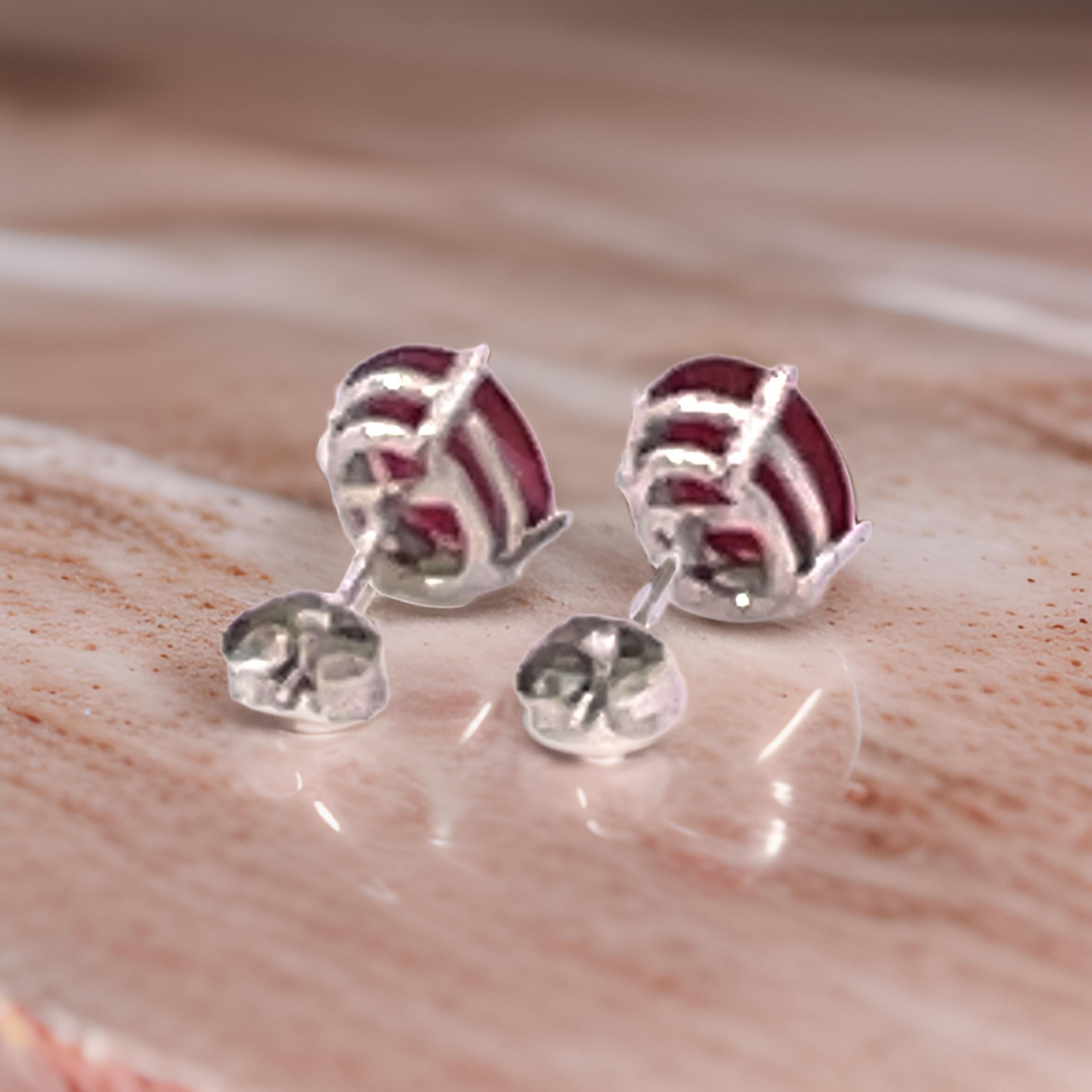 Natural Ruby Stud Earrings 14k White Gold 2.50 TCW Certified For Sale 3