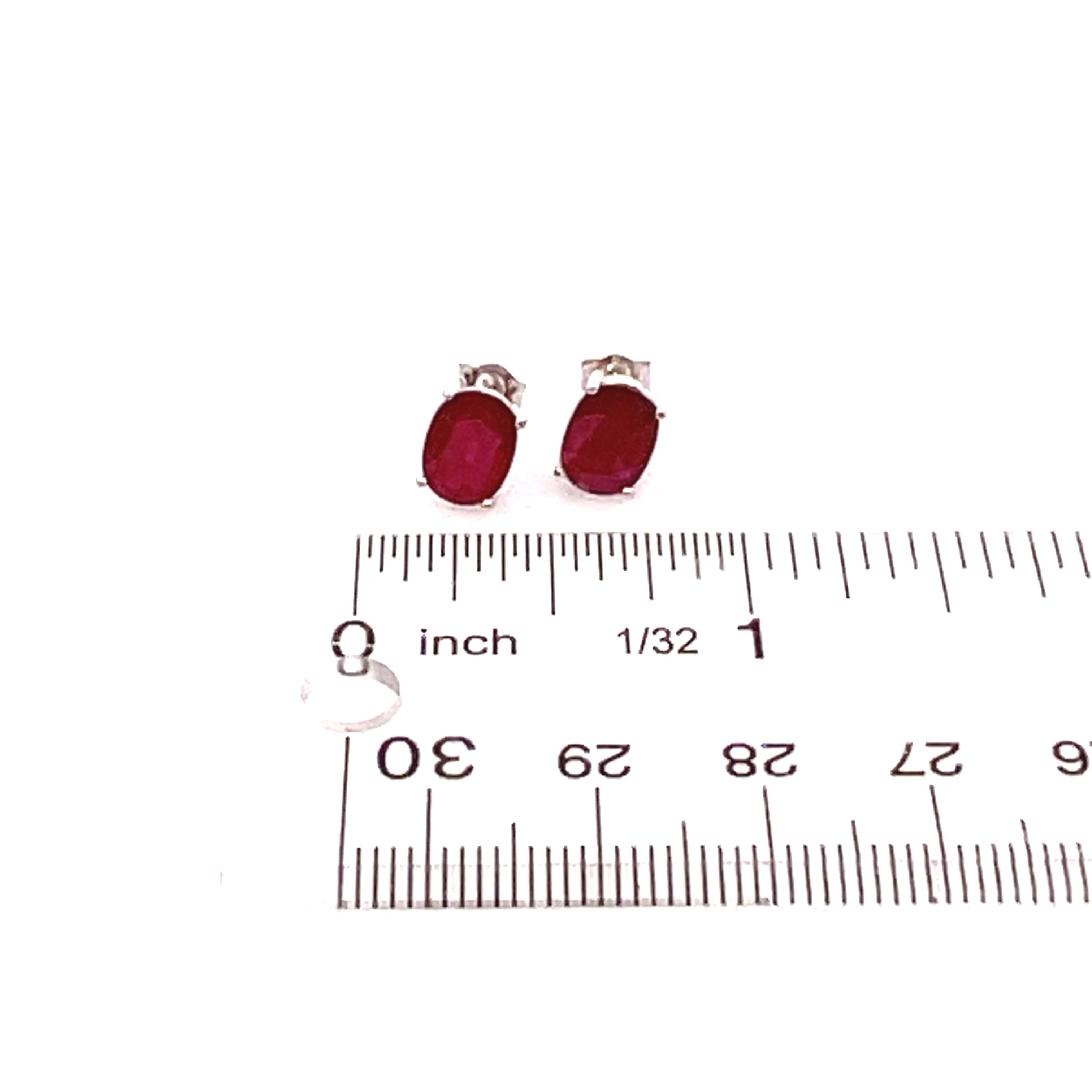 Natural Ruby Stud Earrings 14k White Gold 2.50 TCW Certified For Sale 4