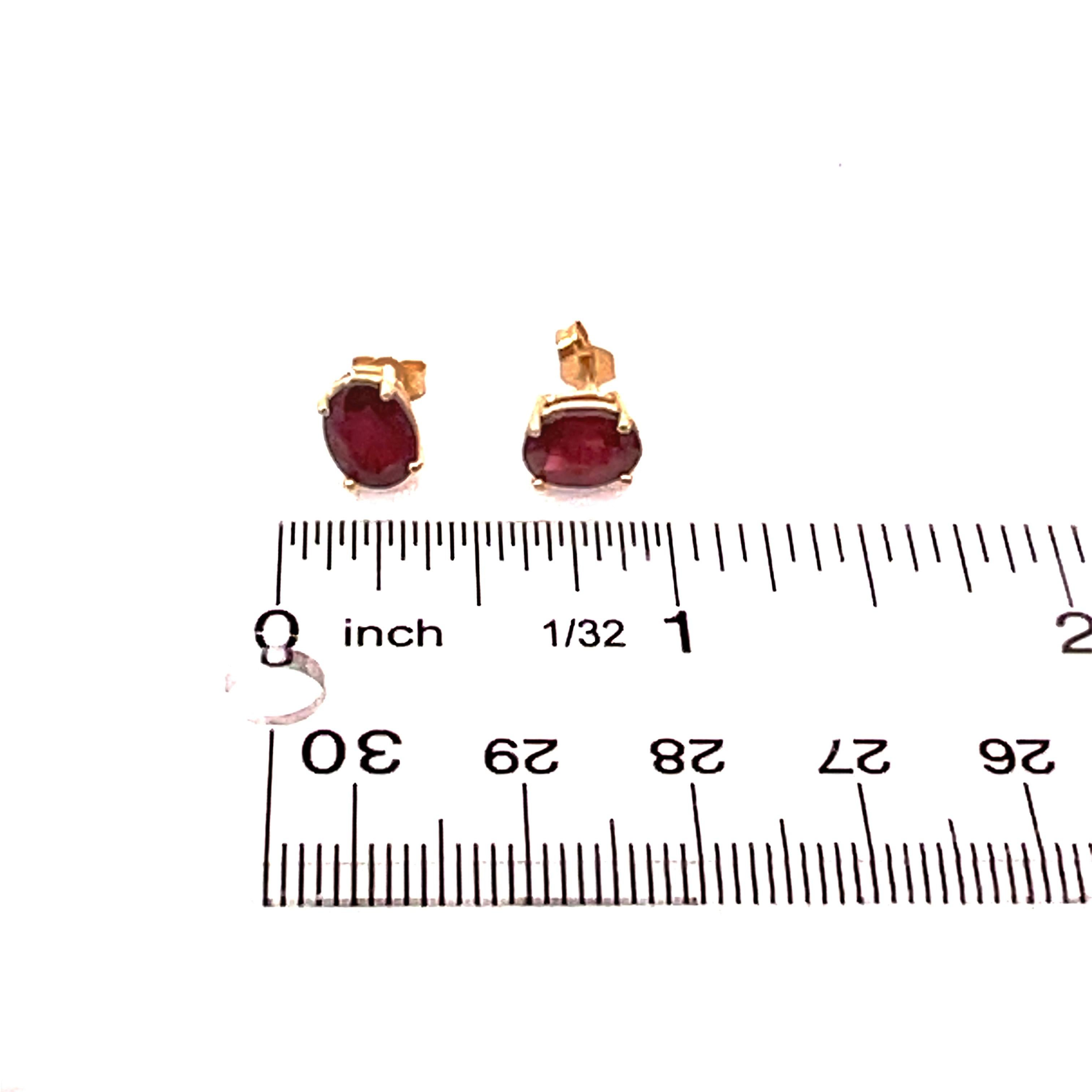 Natural Ruby Stud Earrings 14k White Gold 3.0 TCW Certified For Sale 5