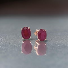 Natural Ruby Stud Earrings 14k White Gold 3.0 TCW Certified