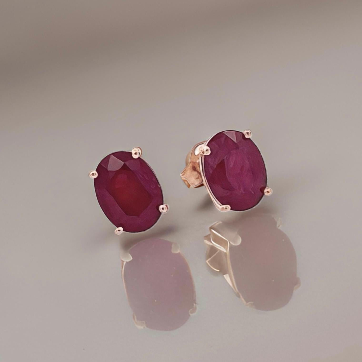 Natural Ruby Stud Earrings 14k White Gold 3.0 TCW Certified For Sale 1