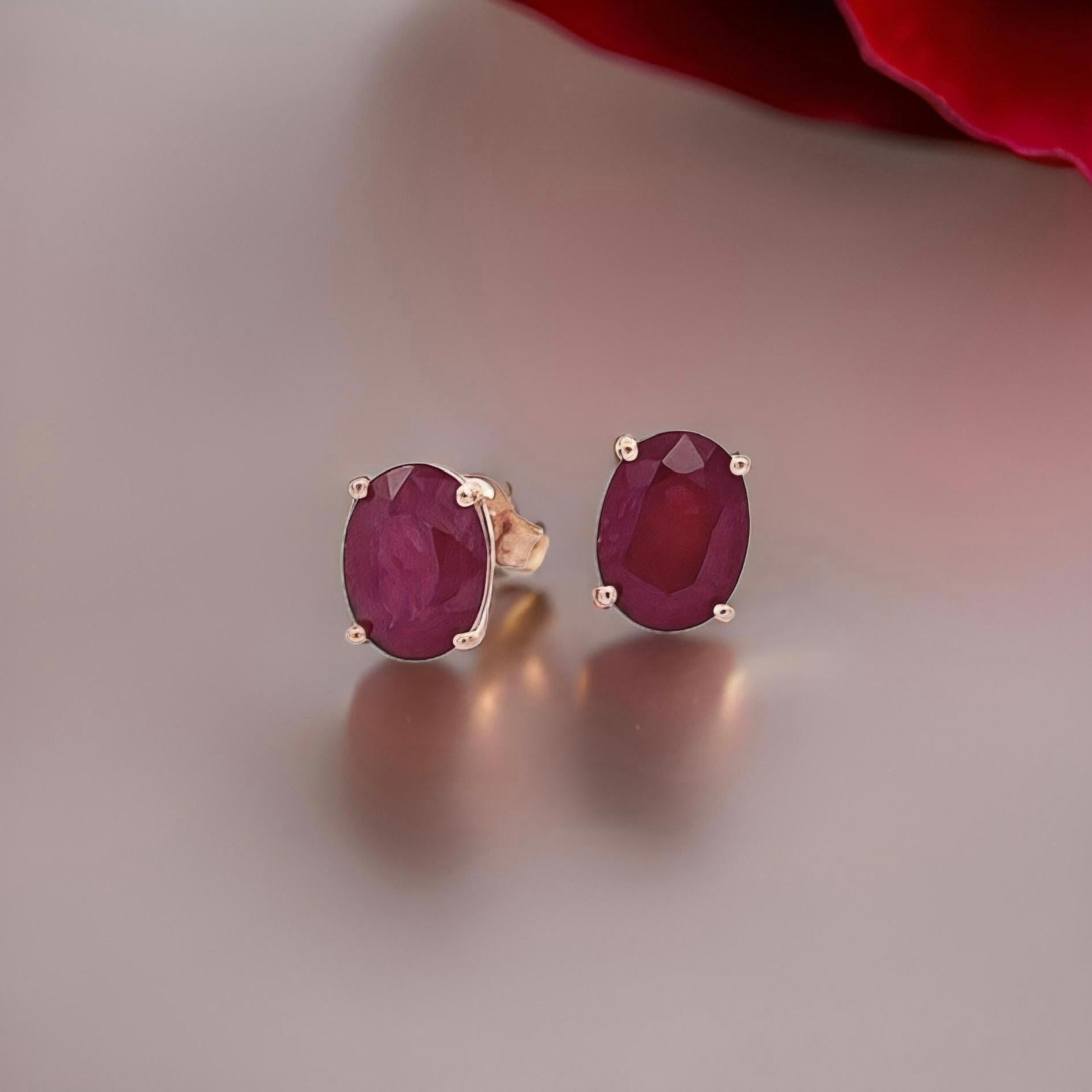 Natural Ruby Stud Earrings 14k White Gold 3.0 TCW Certified For Sale 3