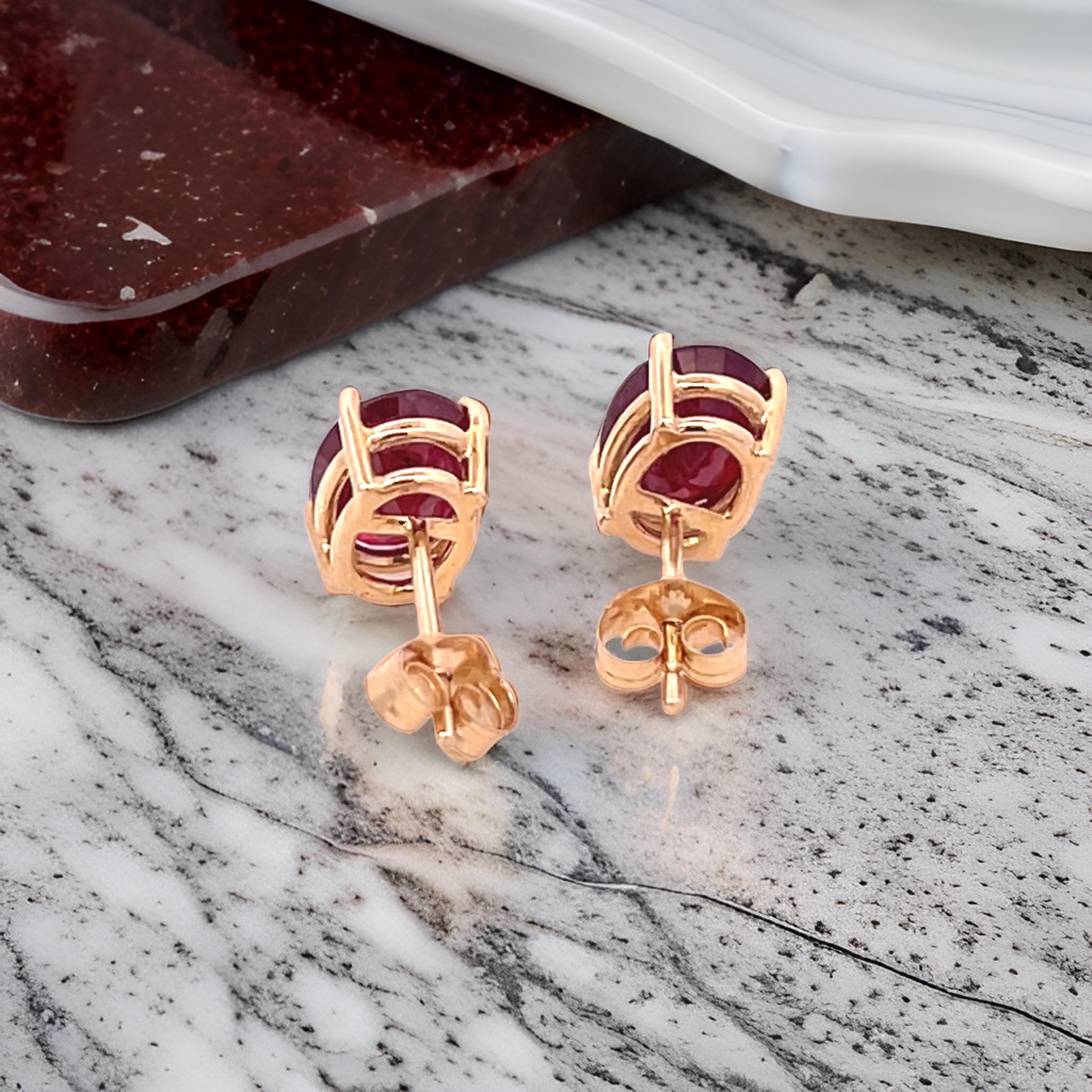 Natural Ruby Stud Earrings 14k White Gold 3.0 TCW Certified For Sale 4