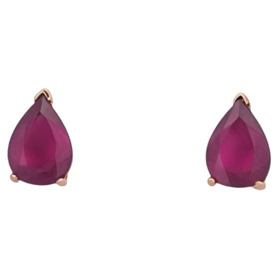 Natural Ruby Stud Earrings 14k Yellow Gold 2.70 TCW Certified