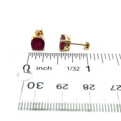 Natural Ruby Stud Earrings 14k Yellow Gold 3.15 TW Certified
