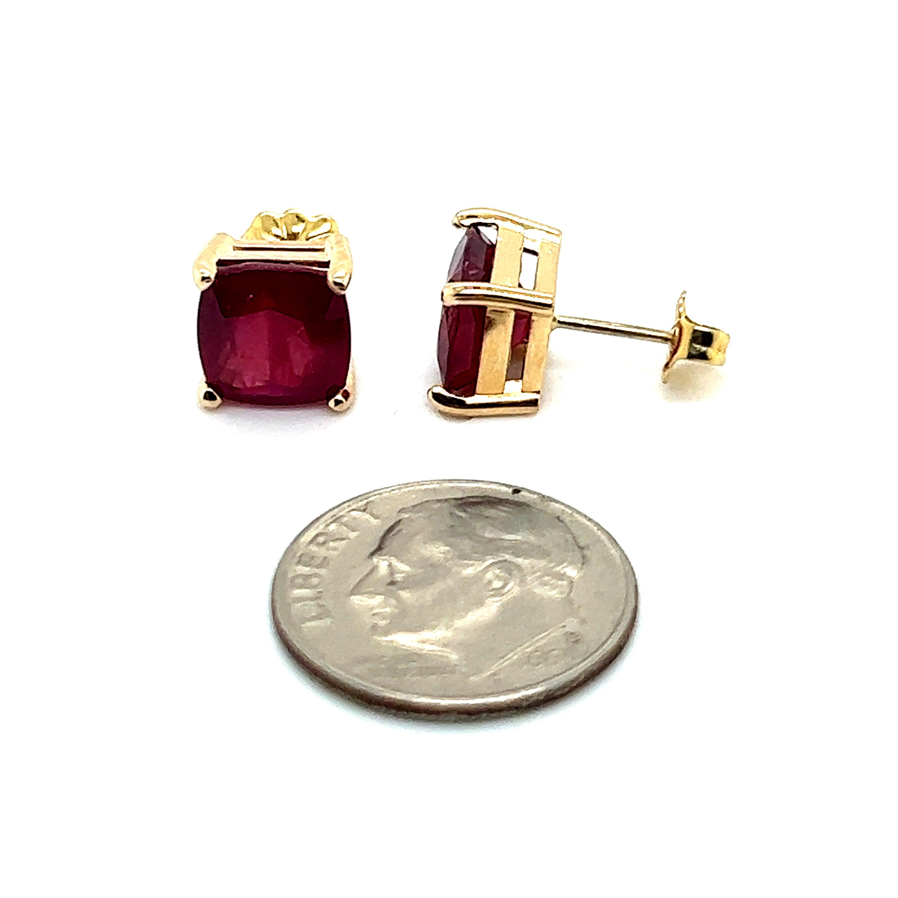 Oval Cut Natural Ruby Stud Earrings 14k Yellow Gold 4.18 TW Certified For Sale