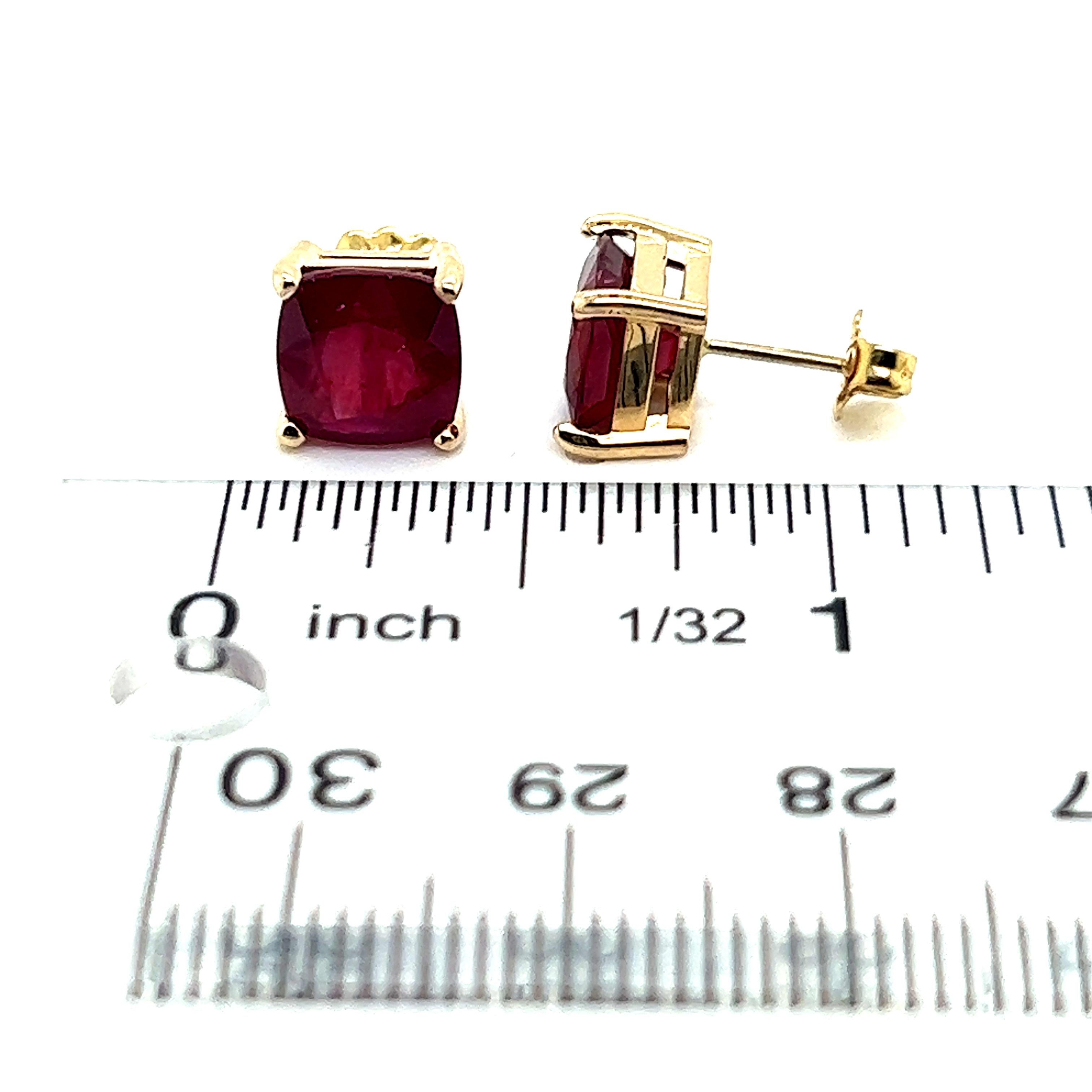 Natural Ruby Stud Earrings 14k Yellow Gold 4.18 TW Certified In New Condition For Sale In Brooklyn, NY