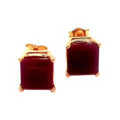 Natural Ruby Stud Earrings 14k Yellow Gold 5 TCW Certified