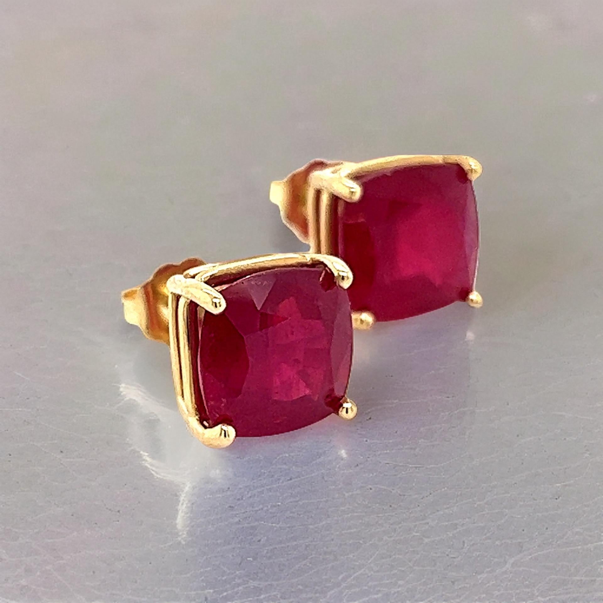 Natural Ruby Stud Earrings 14k Yellow Gold 9.10 TW Certified 7