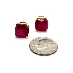 Natural Ruby Stud Earrings 14k Yellow Gold 9.10 TW Certified