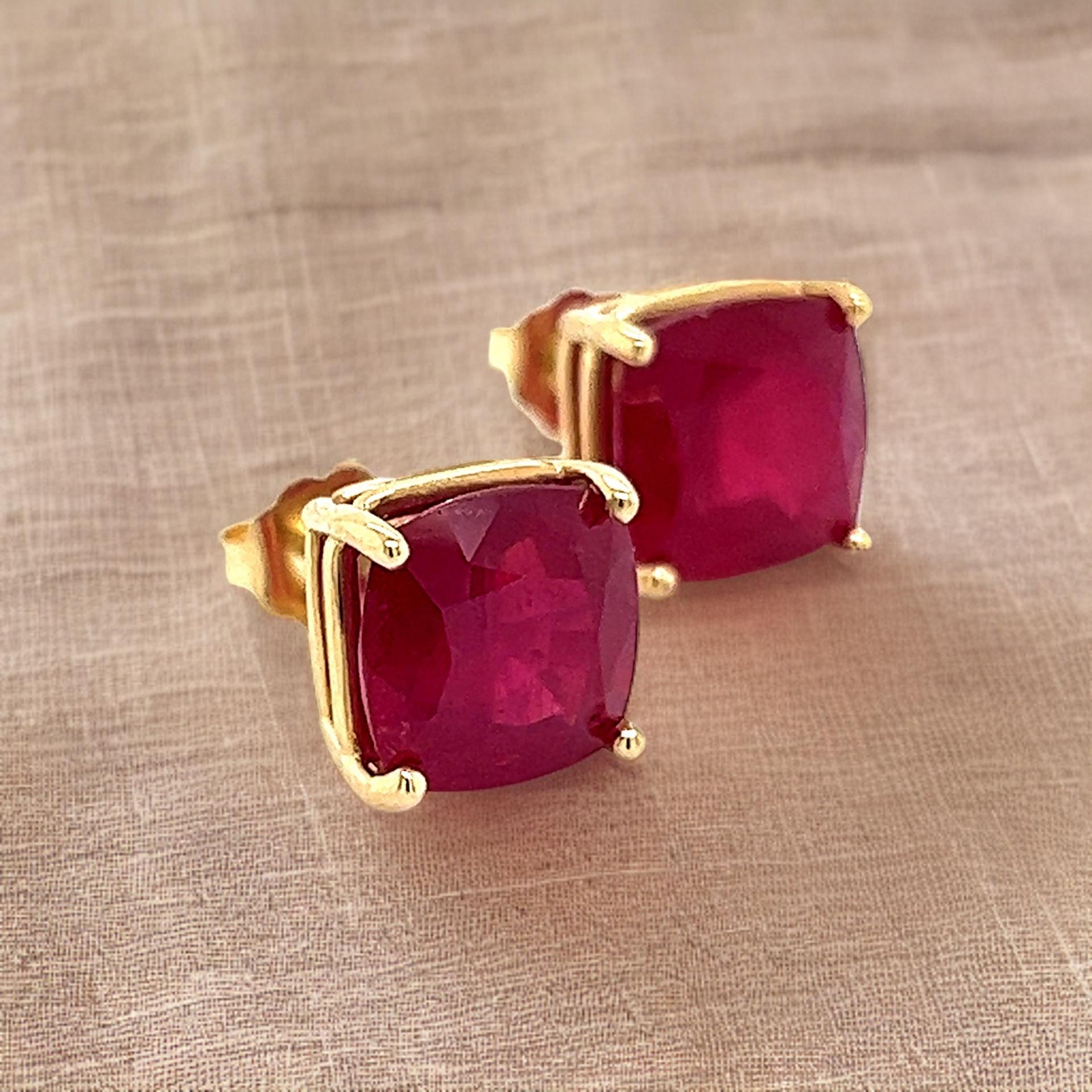 Natural Ruby Stud Earrings 14k Yellow Gold 9.10 TW Certified 2