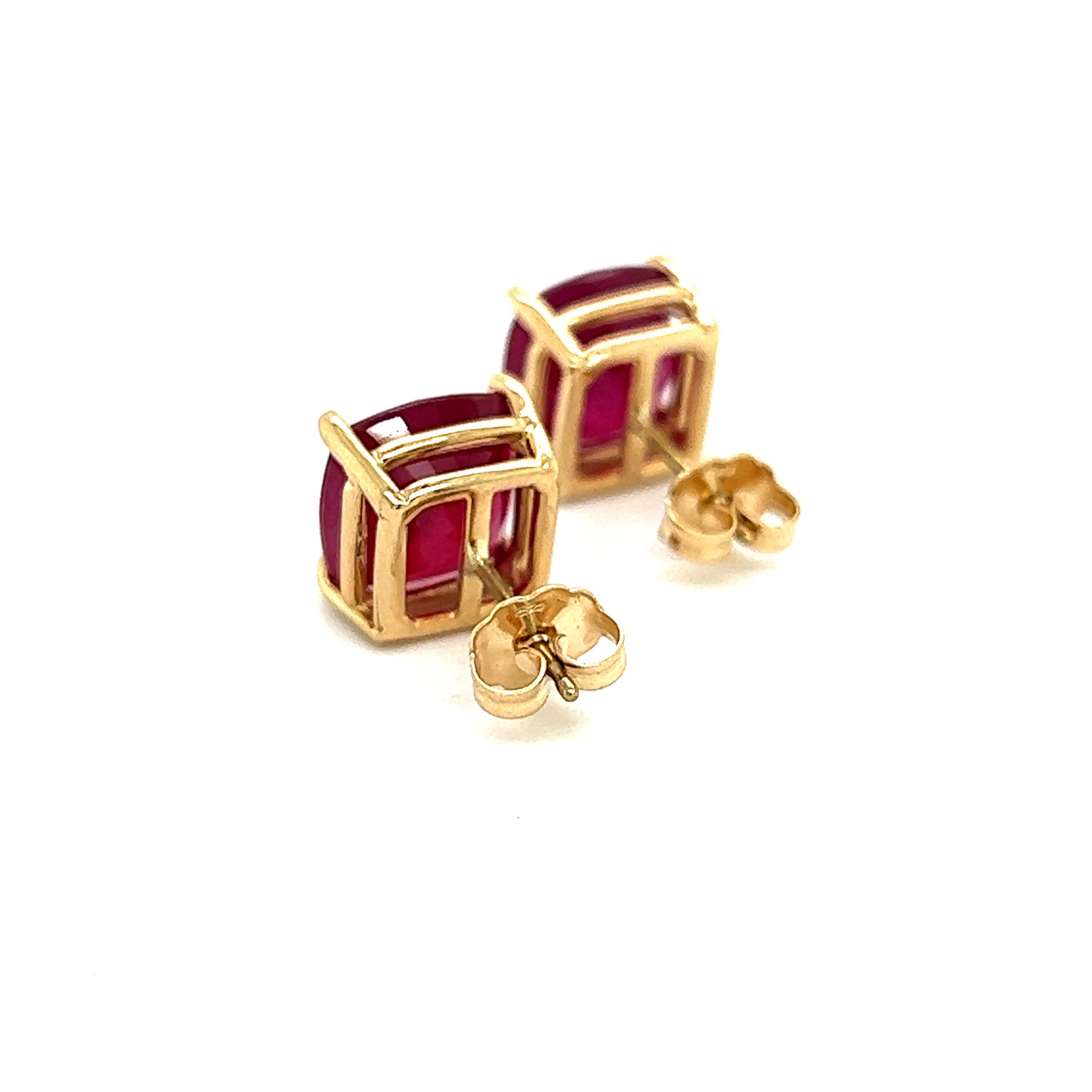 Natural Ruby Stud Earrings 14k Yellow Gold 9.10 TW Certified 3