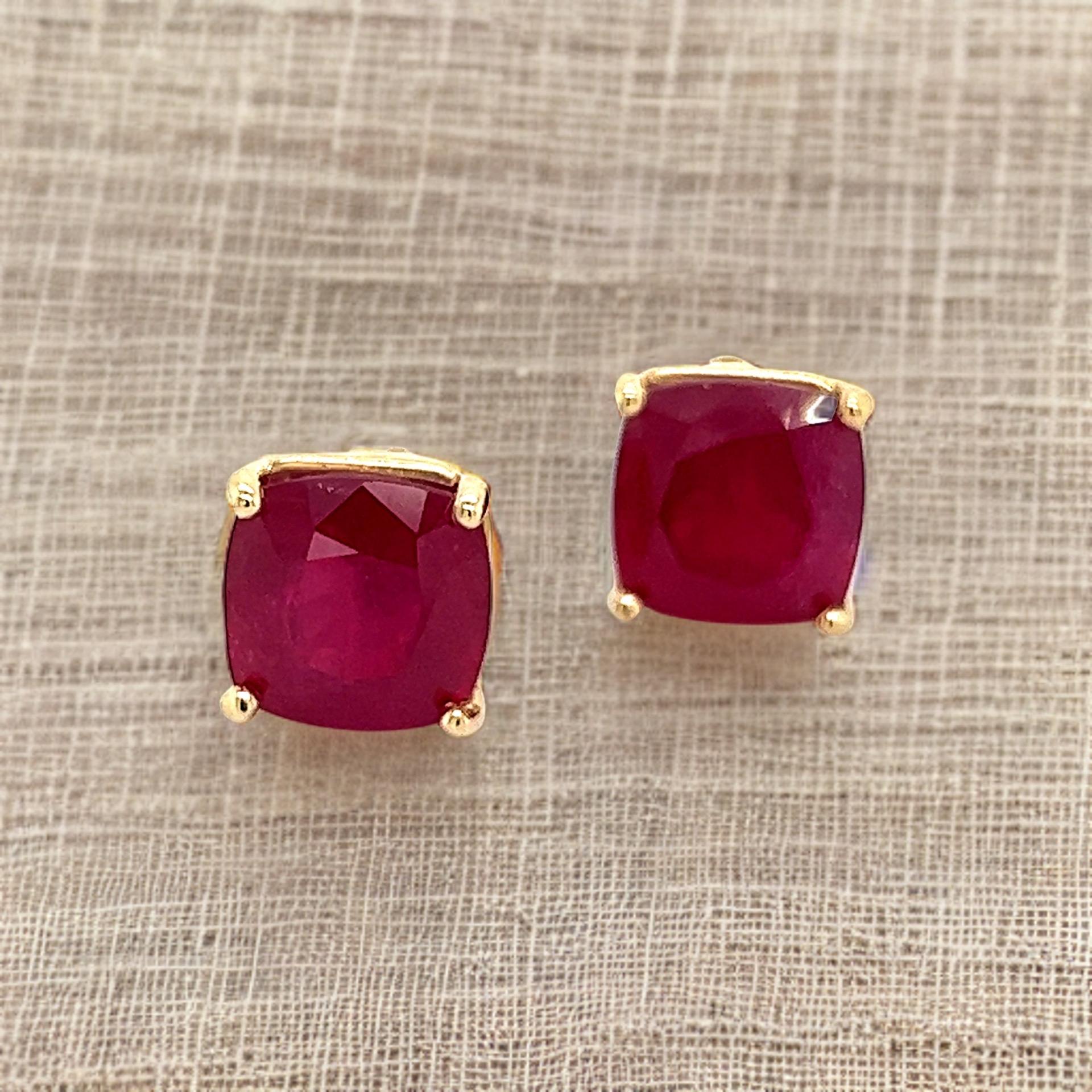 Natural Ruby Stud Earrings 14k Yellow Gold 9.10 TW Certified 4