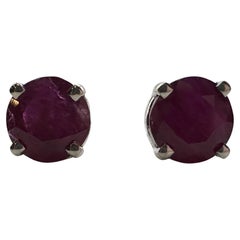 Natural ruby studs 18KT gold dark wine ruby studs rich vivid color