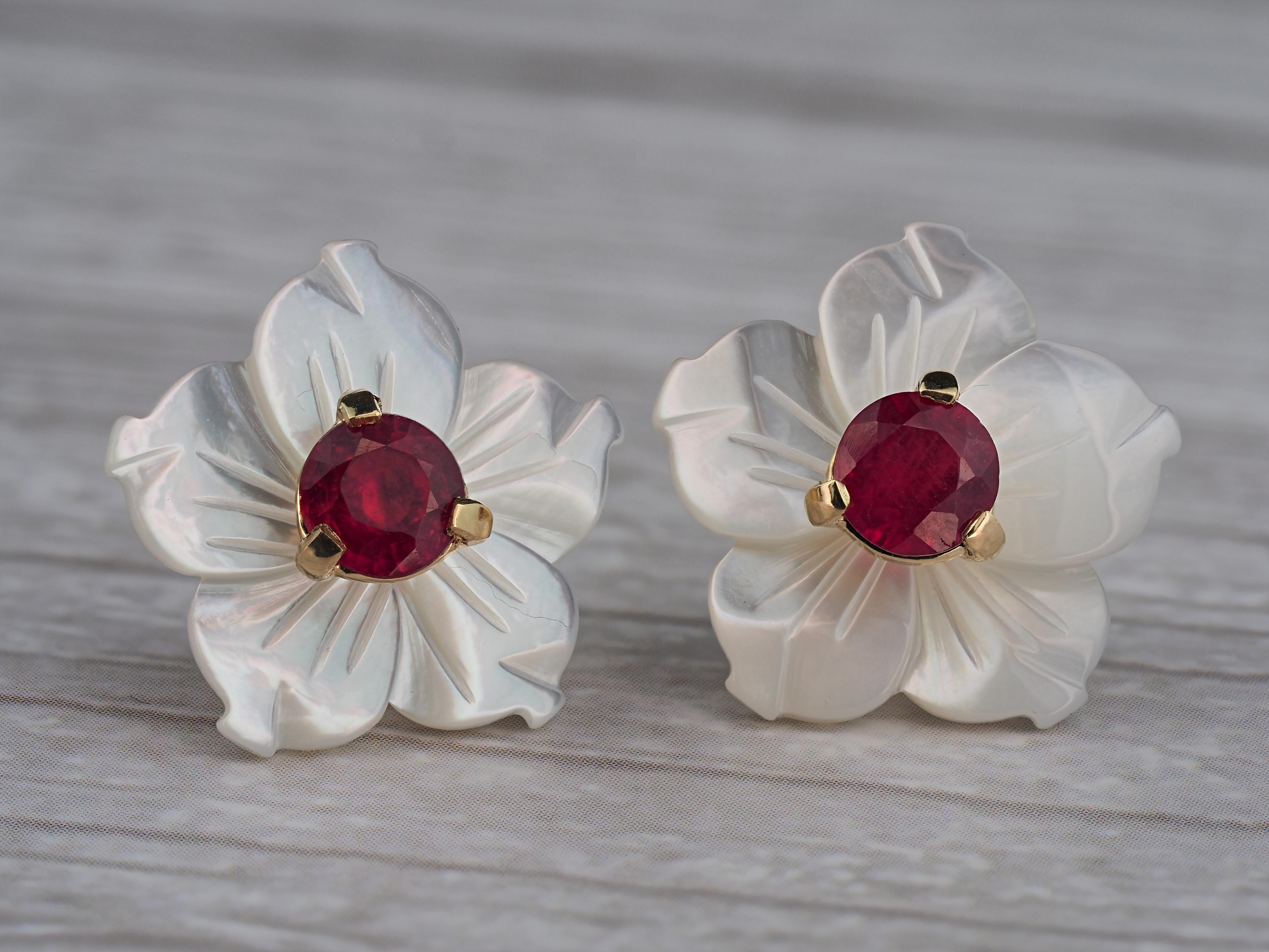 Natural ruby studs.  In New Condition In Istanbul, TR