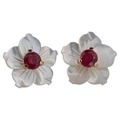 Natural ruby studs. 
