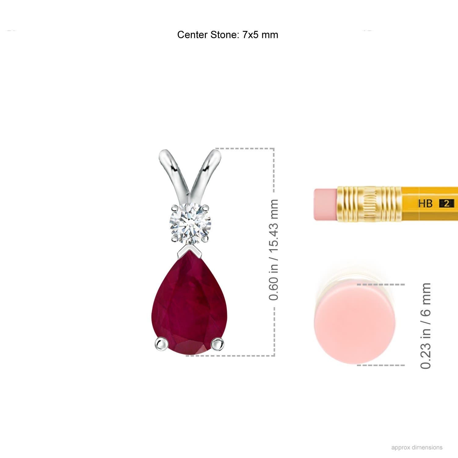 Teardrop-Anhänger mit natürlichem Rubin und Diamant aus 14 Karat Weißgold (Tropfenschliff) im Angebot