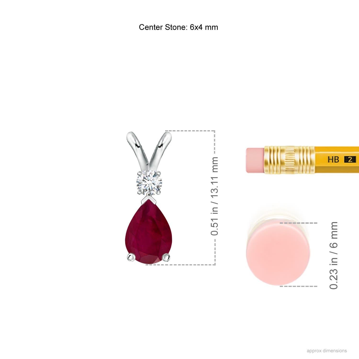 Taille poire Pendentif goutte de rubis naturel avec diamant en or blanc 18 carats en vente