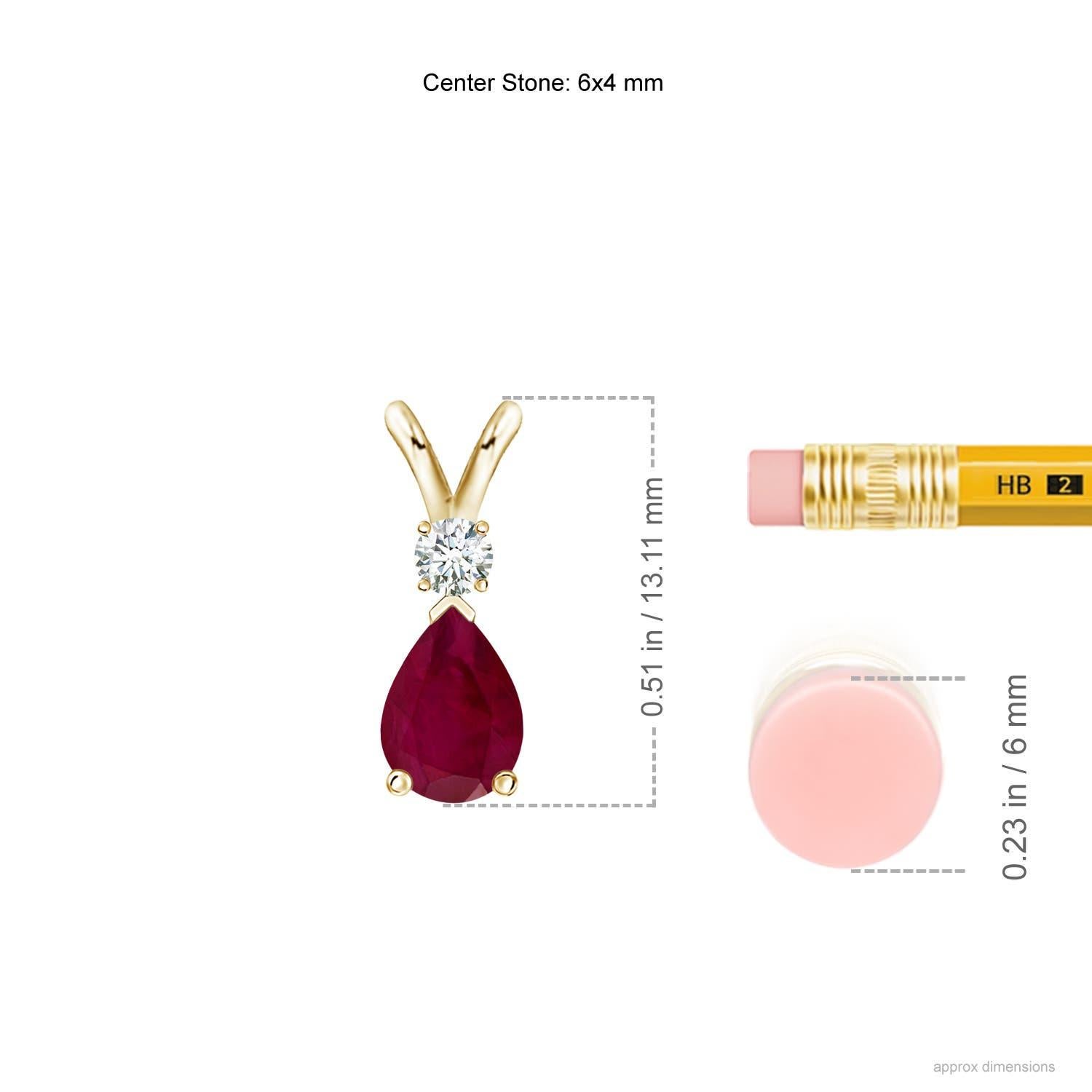 Taille poire Pendentif en or jaune 18 carats en forme de goutte de rubis naturel avec diamant en vente