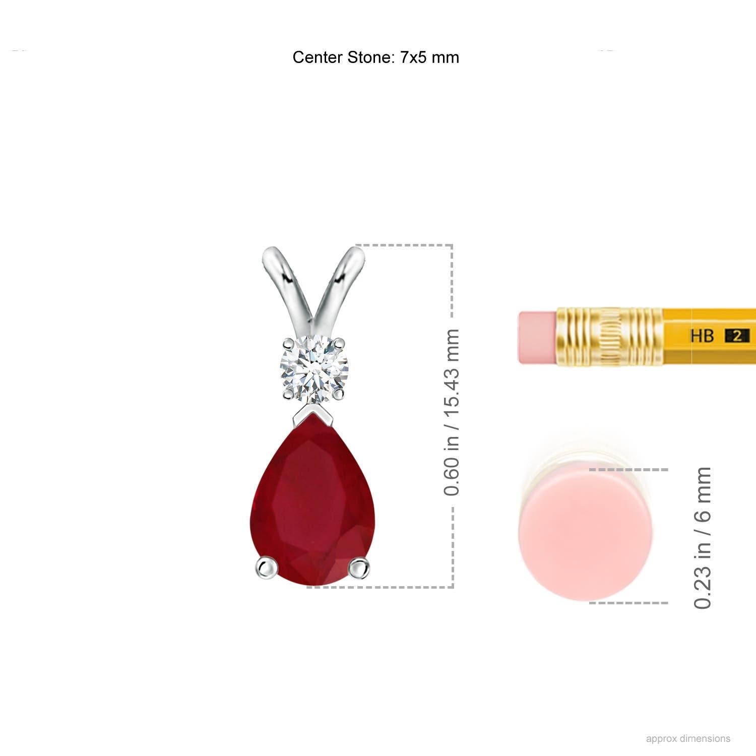 Colgante lágrima de rubí natural con diamante en plata de ley 925 Corte pera en venta